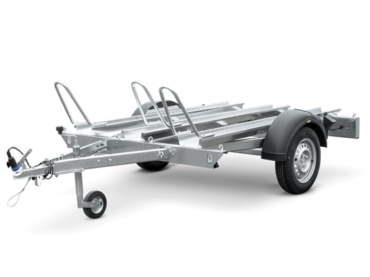 Humbaur motorcykeltrailer set fra siden